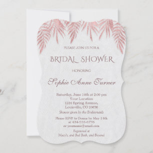 Elegante Rose Gold Palm Blätter Brautparty Einladung