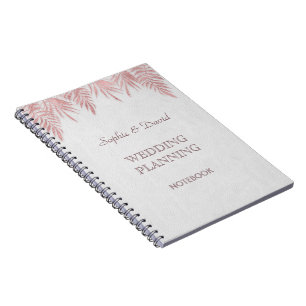 Elegante Rose Gold Palm Blätter Hochzeitsplaner Notizblock