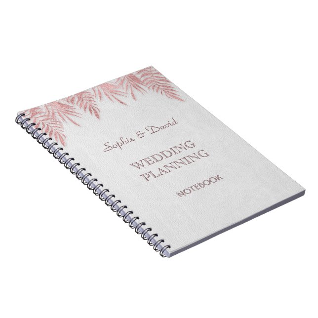 Elegante Rose Gold Palm Blätter Hochzeitsplaner Notizblock (Rechte Seite)