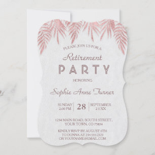 Elegante Rose Gold Palm Blätter Ruhestand Party Einladung