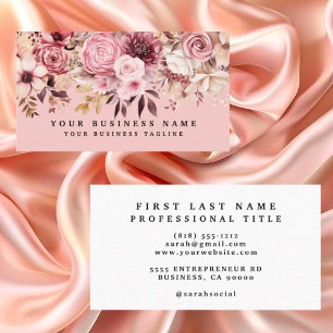 Elegante Rose Gold-Pink Blumen Floral  Visitenkarte