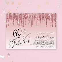 Elegante Rose Gold Pink Glitzer 60. Geburtstagspar