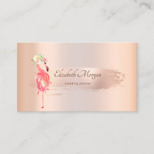 Elegante Rose Gold Pinselstriche, Flamingos Busine Visitenkarte