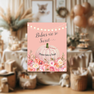 Elegante Rose Gold Pumpkin Baby Dusche Leckerei Poster