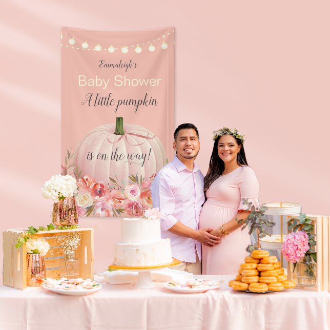 Elegante Rose Gold Pumpkin Custom Baby Shower Banner (Von Creator hochgeladen)