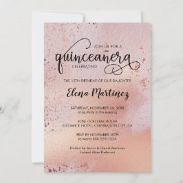 Elegante Rose Gold Quinceanera Foto Einladung