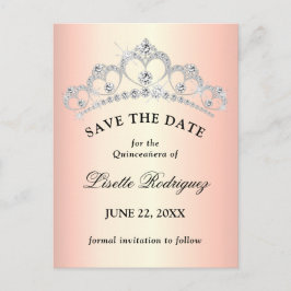 Elegante Rose Gold Quinceanera Save the Date Postkarte