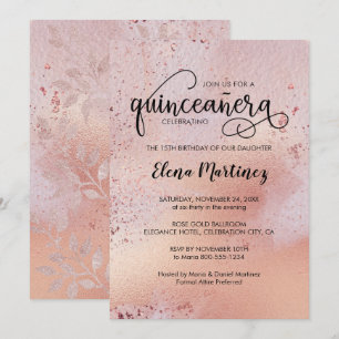Elegante Rose Gold Quinceanera Sweet 15 Party Einladung