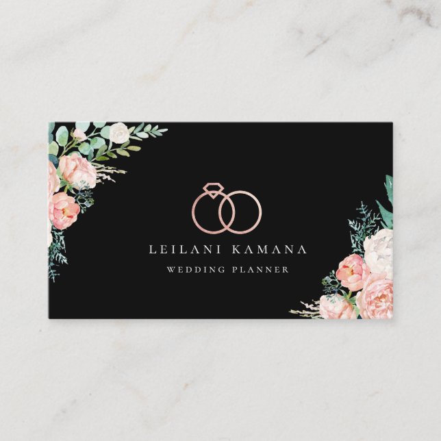 Elegante Rose Gold Rings Visitenkarte (Vorderseite)