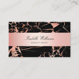 Elegante Rose Gold Rosa Schwarzer Marmor Agate Visitenkarte