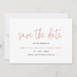 Elegante Rose Gold Rosa Typografie Moderne Hochzei Save The Date