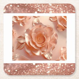 Elegante Rose Gold Rose Glitzer Paper Untersetzer