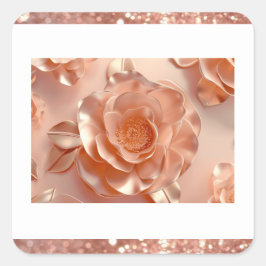 Elegante Rose Gold Rose Glitzer Square Sticker