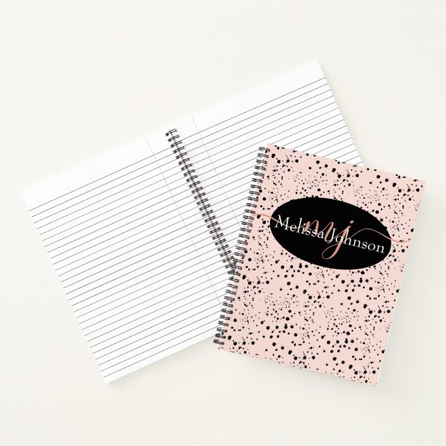 Elegante Rose-Gold-Schrift auf Black Notebook Notizbuch (Innenseite)