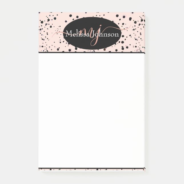 Elegante Rose Gold-Schrift auf schwarzem Notepad Post-it Klebezettel (Vorderseite)