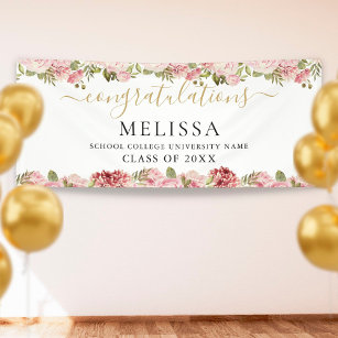 Elegante Rose Gold Script Abschluss Banner