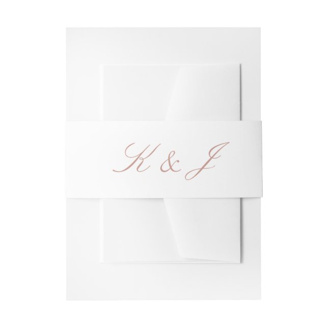 Elegante Rose Gold Script Monogram White Wedding Einladungsbanderole (Vorderseite Beispiel)