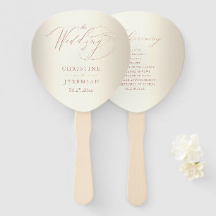 Elegante Rose Gold Script Shiny Champagne Wedding Fächer