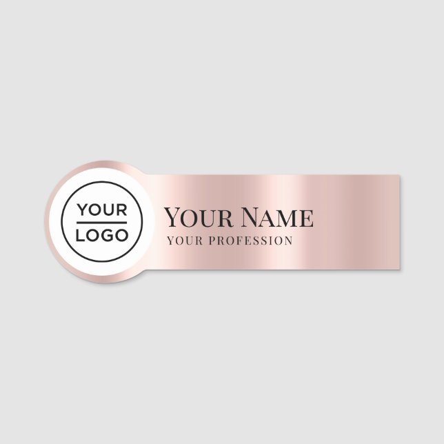 Elegante Rose Gold-Shaped Employee Button Logo (Vorderseite)