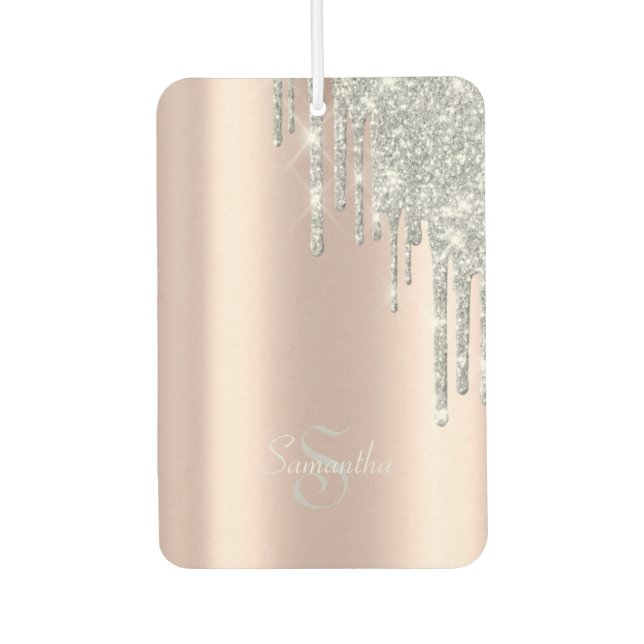 Elegante Rose Gold, Silver Glitzer Tropfen Autolufterfrischer (Vorderseite)