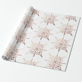 Elegante Rose Gold Snowflake Weißes Weihnachtsgesc Geschenkpapier