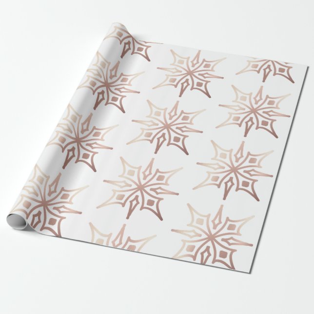 Elegante Rose Gold Snowflake Weißes Weihnachtsgesc Geschenkpapier (Ungerollt)