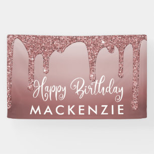 Elegante Rose Gold Sparkle Glitzer Tropfen Geburts Banner