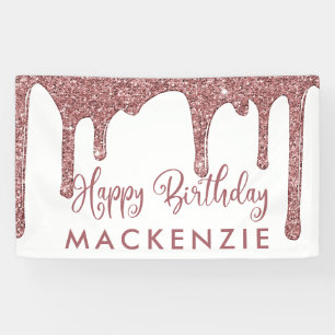Elegante Rose Gold Sparkle Glitzer Tropfen Geburts Banner