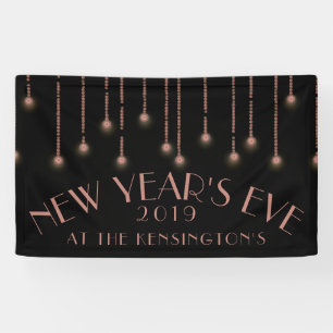 Elegante Rose Gold Sparkle Silvester Party Banner