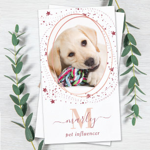 Elegante Rose Gold Star Social Media Foto Monogram Visitenkarte