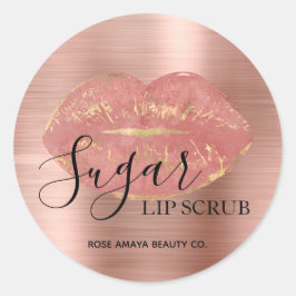 Elegante Rose Gold Sugar Lip Scrub Produktetikett Runder Aufkleber