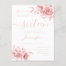 Elegante Rose Gold Sweet 16 Glitzer Flora Invitati