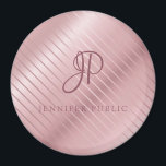 Elegante Rose Gold Template Monogram Modern Large Magnet<br><div class="desc">Elegante Rose Gold Template Monogram Moderne große runde Magnet.</div>