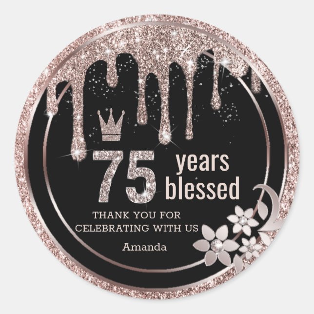 Elegante Rose Gold Tropfen Vielen Dank Runder Aufkleber (Vorderseite)