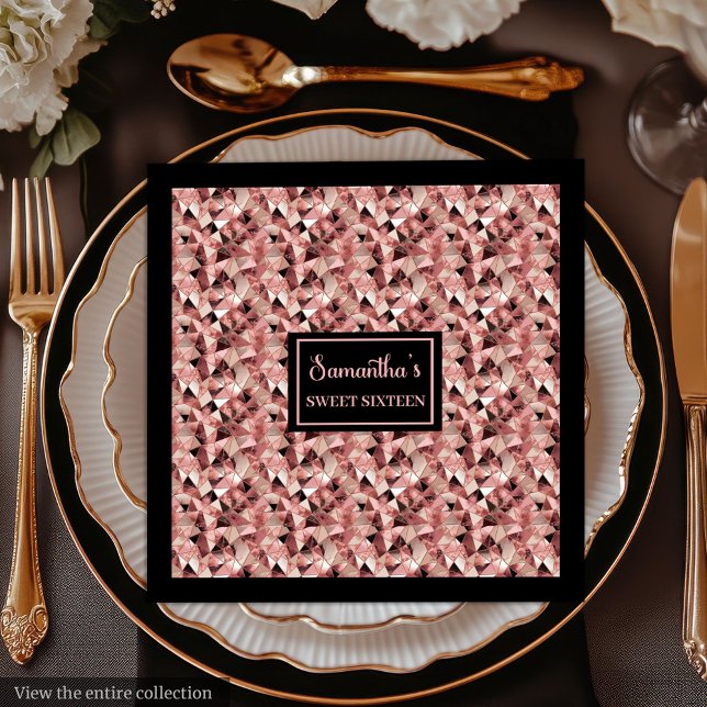 Elegante Rose Gold und Black Napkins Trendy Party Serviette (Elegant Rose Gold and Black Napkins Trendy Party)