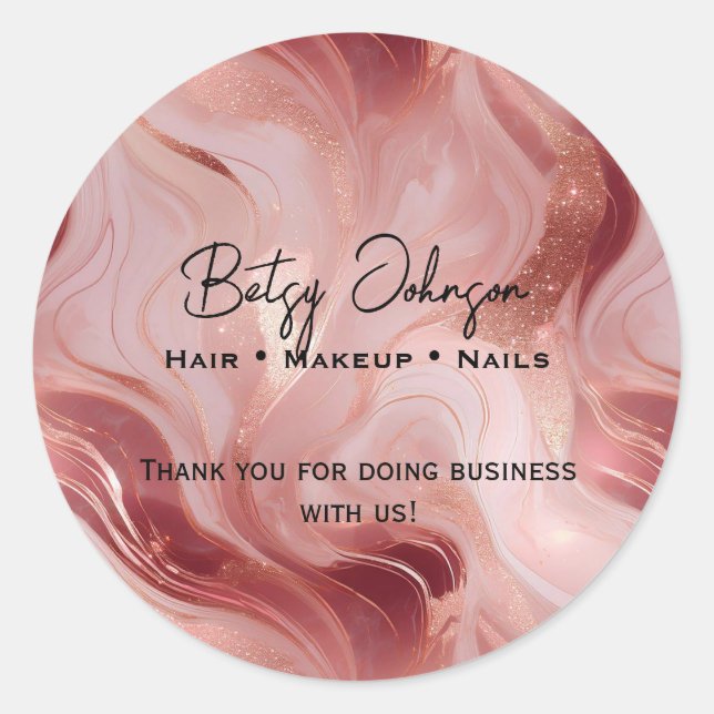 Elegante Rose Gold und Glitzer Marmoriert Vielen D Runder Aufkleber (Vorderseite)