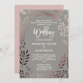 Elegante Rose Gold und Grau | Feierliche Hochzeit Einladung
