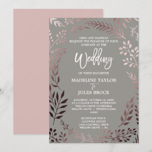 Elegante Rose Gold und Grau Feierliche Hochzeit Einladung