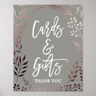 Elegante Rose Gold und Gray Cards & Gifts Zeichen Poster