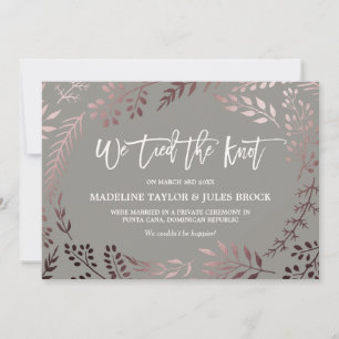 Elegante Rose Gold und Gray Elopement Ankündigung