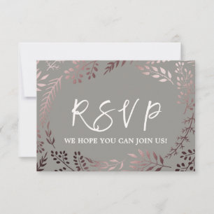 Elegante Rose Gold und Gray Menü RSVP Card Karte