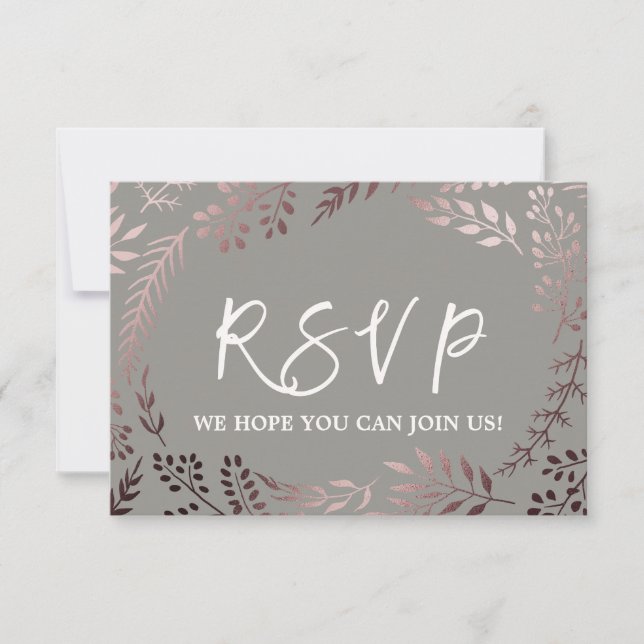 Elegante Rose Gold und Gray Song Request RSVP Card (Vorderseite)