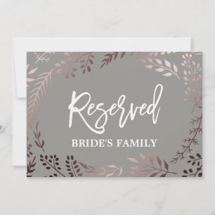 Elegante Rose Gold und Gray Wedding "Reserviert" Z Einladung