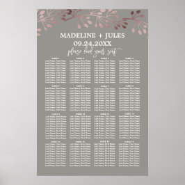 Elegante Rose Gold und Gray Wedding Seating Chart Poster