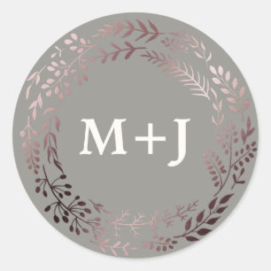 Elegante Rose Gold und Gray Wedding Umschlag Aufkl Runder Aufkleber