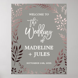 Elegante Rose Gold und Gray Wedding Willkommen Poster