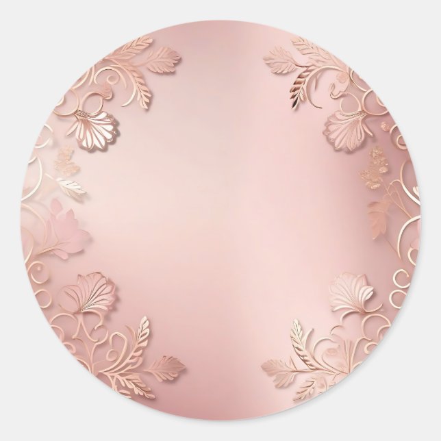 Elegante Rose Gold und Rosa Blüten Runder Aufkleber (Vorderseite)