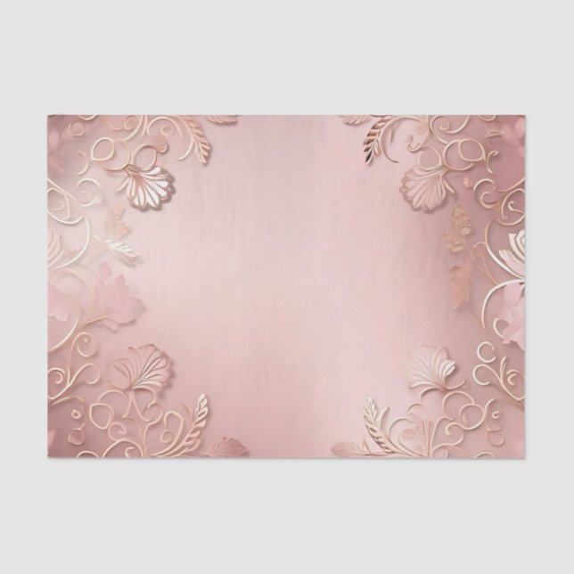 Elegante Rose Gold und Rosa Blüten Seidenpapier (Vorderseite)