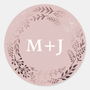 Elegante Rose Gold und Rosa Hochzeiten Umschlag Au Runder Aufkleber