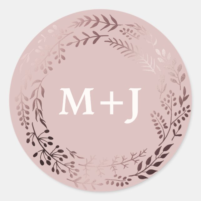 Elegante Rose Gold und Rosa Hochzeiten Umschlag Au Runder Aufkleber (Vorderseite)